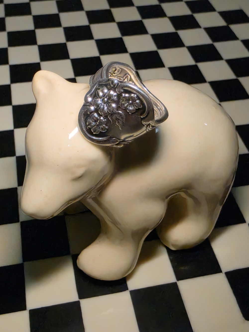 Silver Floral Spoon Ring
